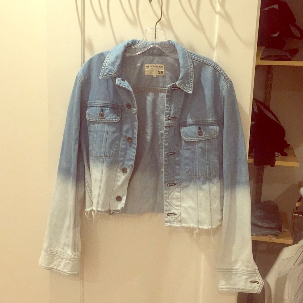 Rag and Bone Tie Dye cropped boyfriend jean jacket